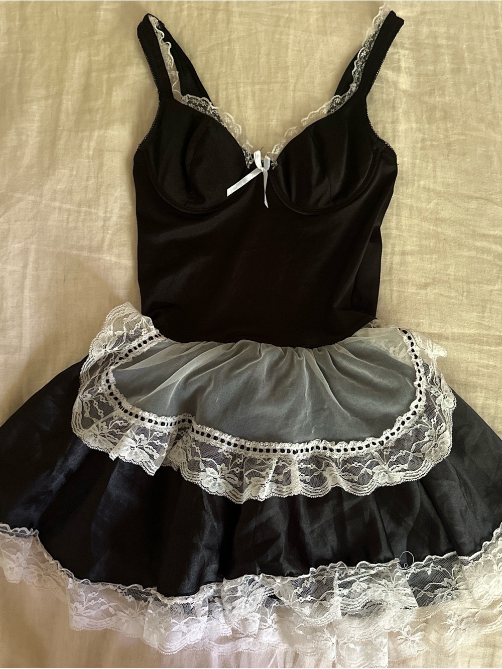 Y2K Black and White Lace Trimmed Dress